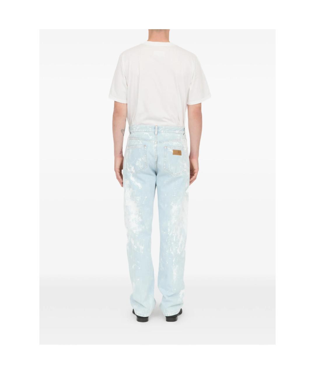 MM6 MAISON MARGIELA Голубые хлопковые прямые джинсы, фото 6