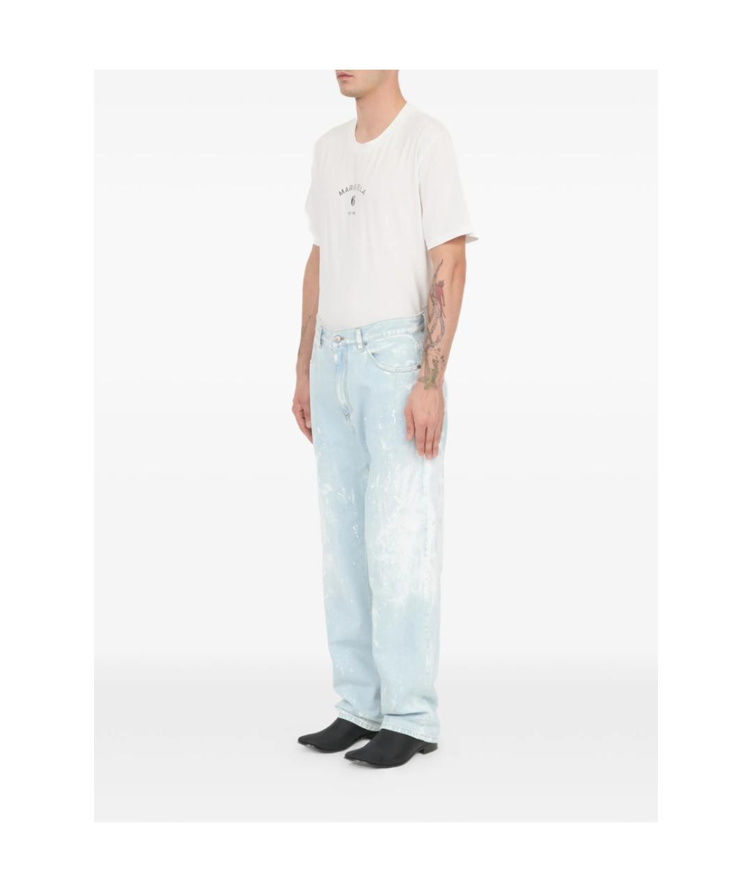 MM6 MAISON MARGIELA Голубые хлопковые прямые джинсы, фото 2