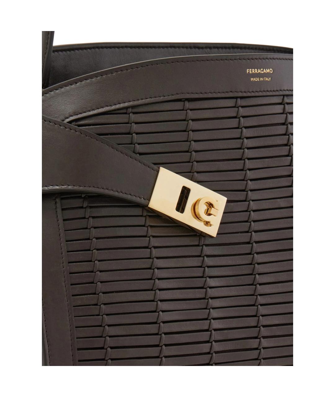 FERRAGAMO Коричневая кожаная сумка тоут, фото 4