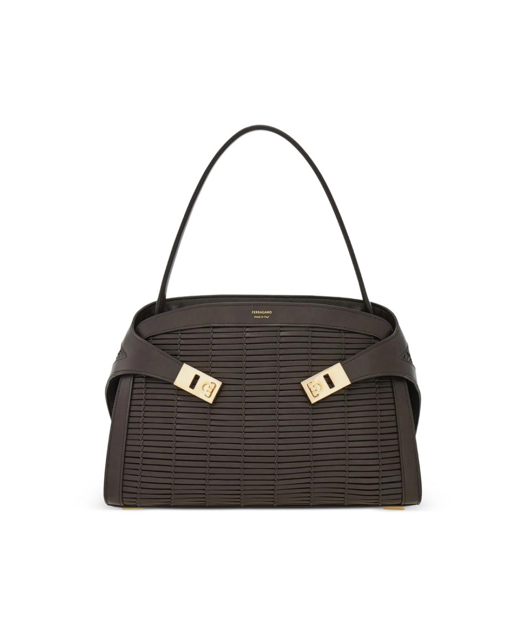 FERRAGAMO Коричневая кожаная сумка тоут, фото 1