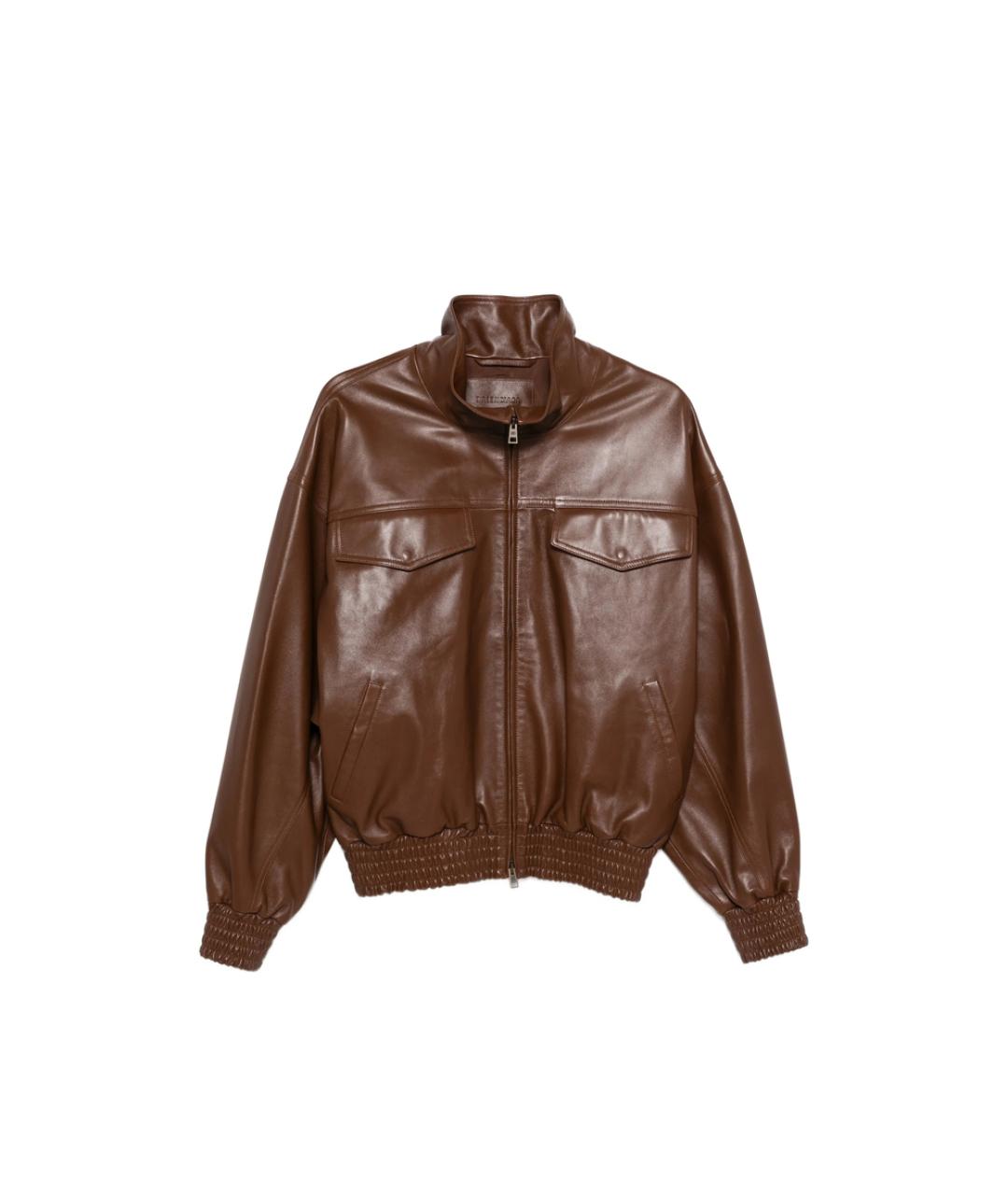 BALENCIAGA Коричневая кожаная куртка, фото 1