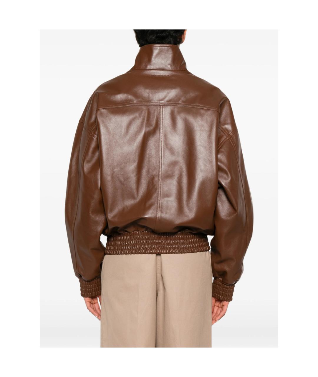 BALENCIAGA Коричневая кожаная куртка, фото 4