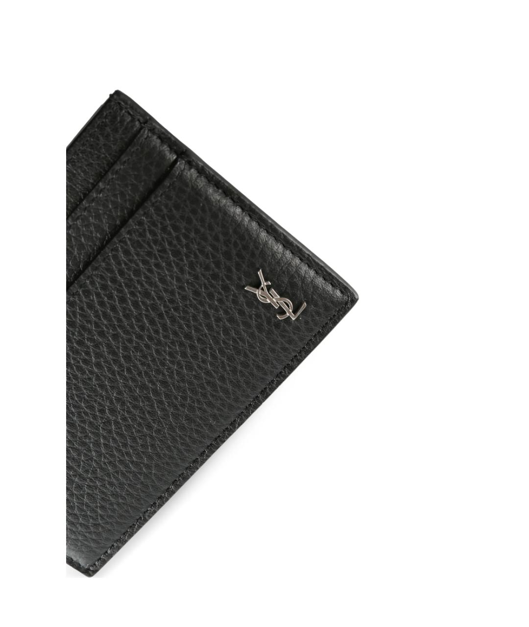 SAINT LAURENT Черный кожаный кошелек, фото 3