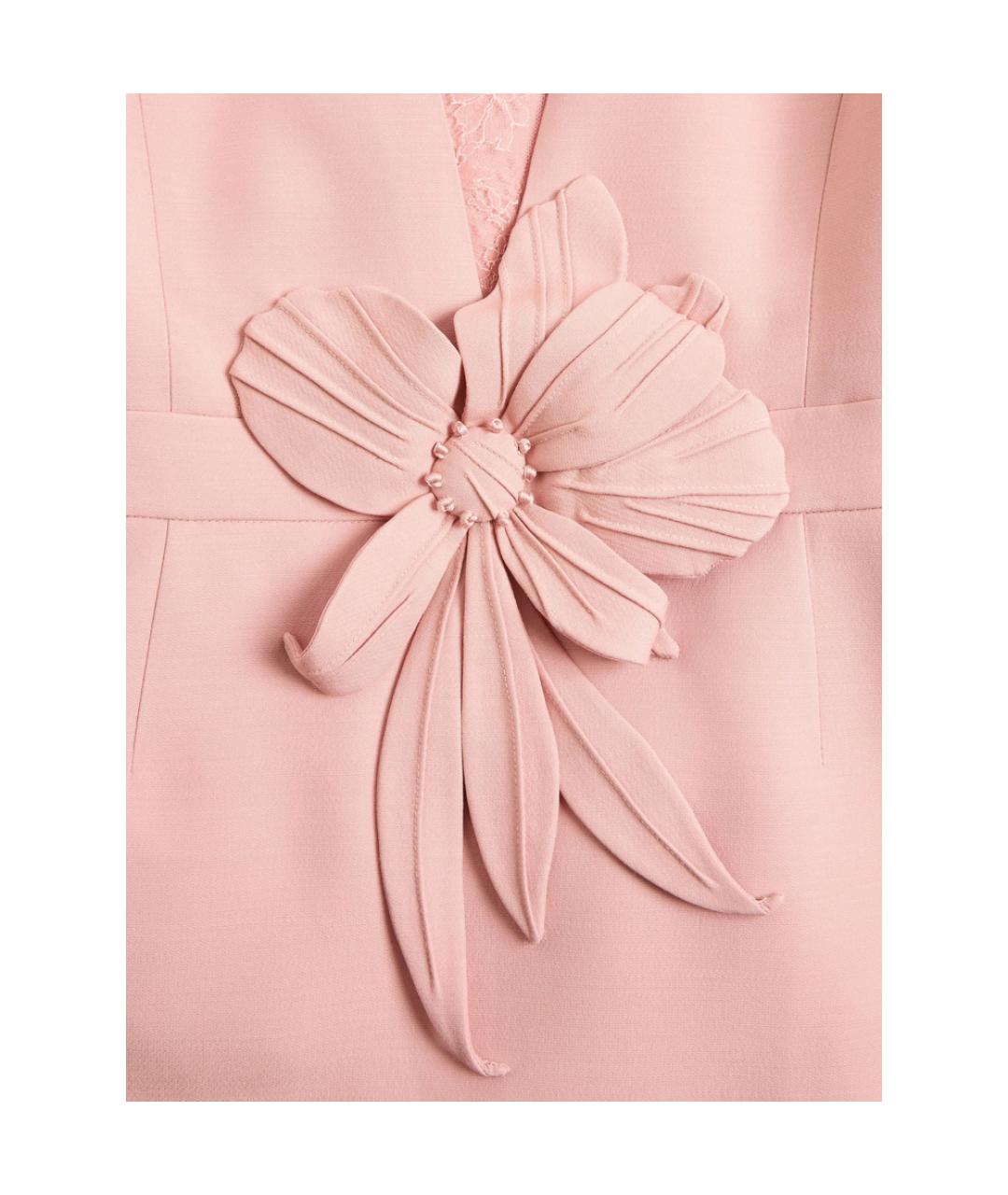 VALENTINO Розовое шерстяное повседневное платье, фото 2