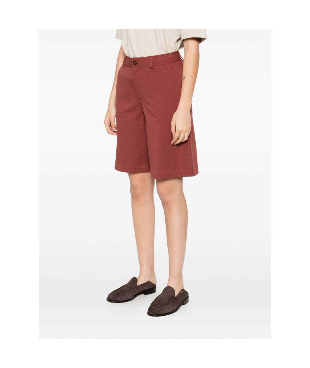 BRUNELLO CUCINELLI Бордовые хлопковые шорты, фото 4