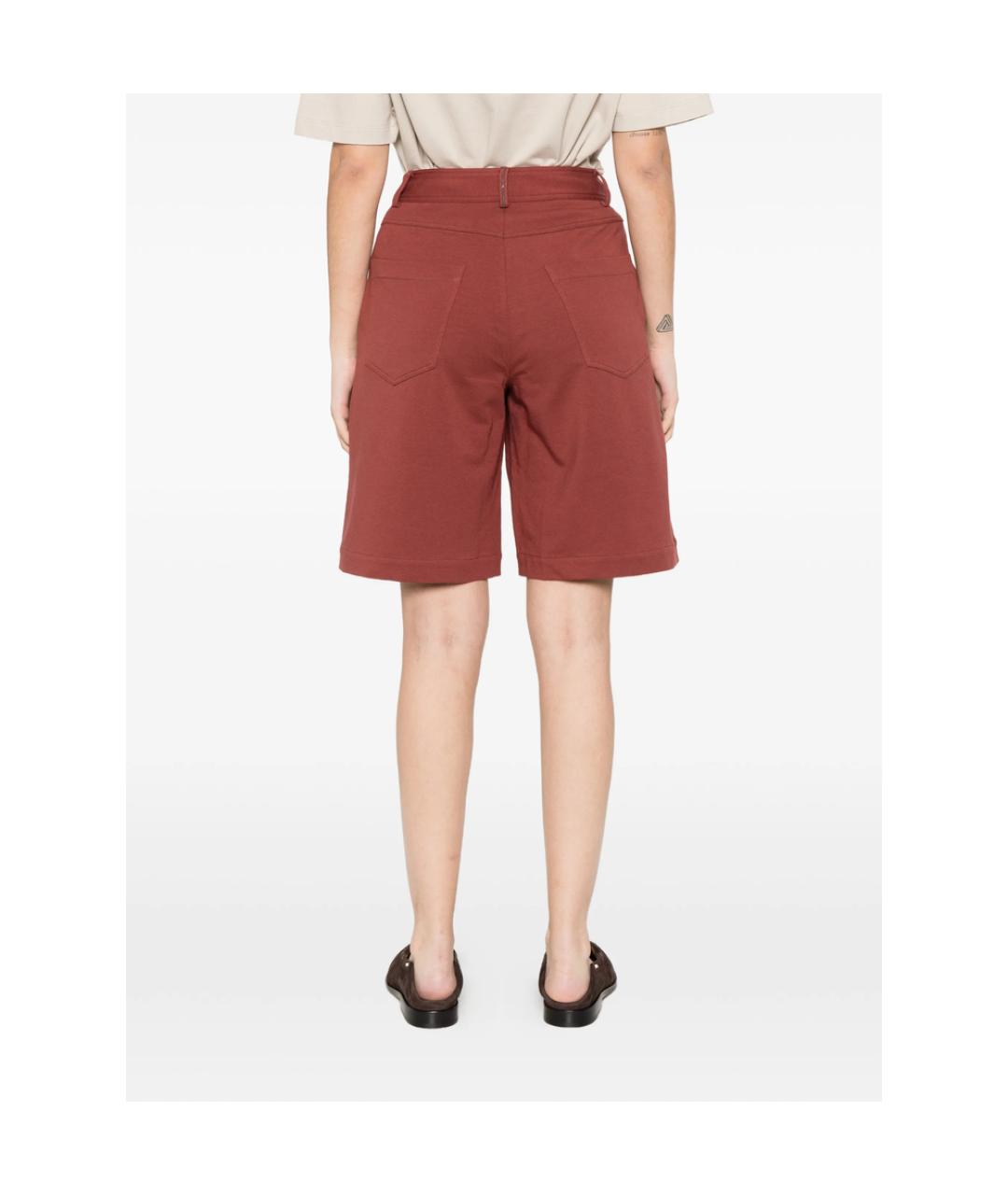 BRUNELLO CUCINELLI Бордовые хлопковые шорты, фото 5