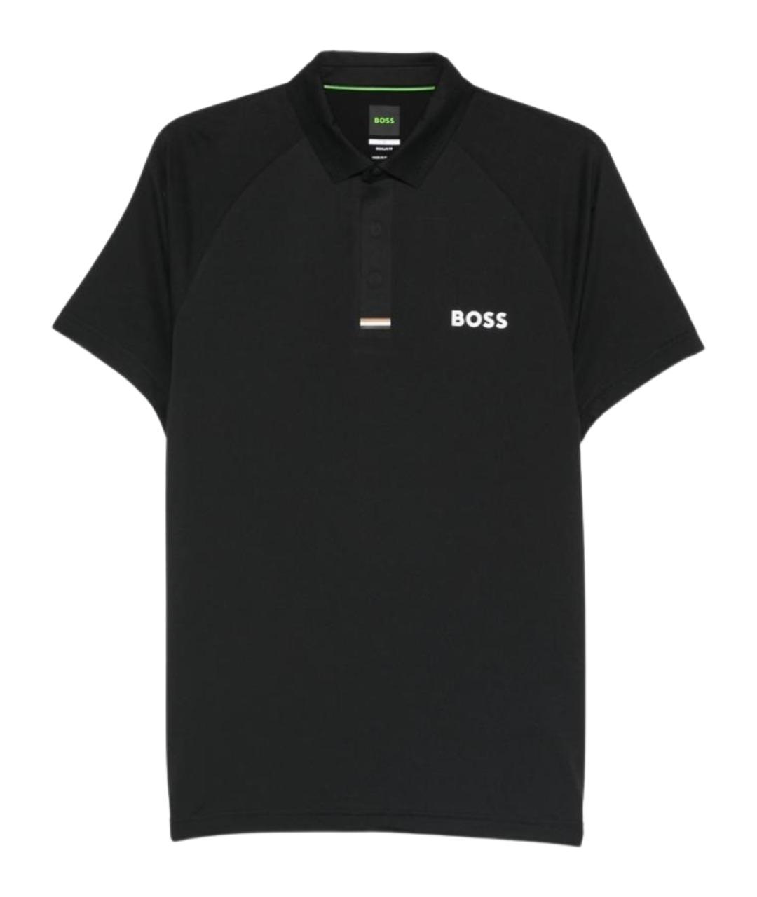 HUGO BOSS Черное синтетическое поло с коротким рукавом, фото 1