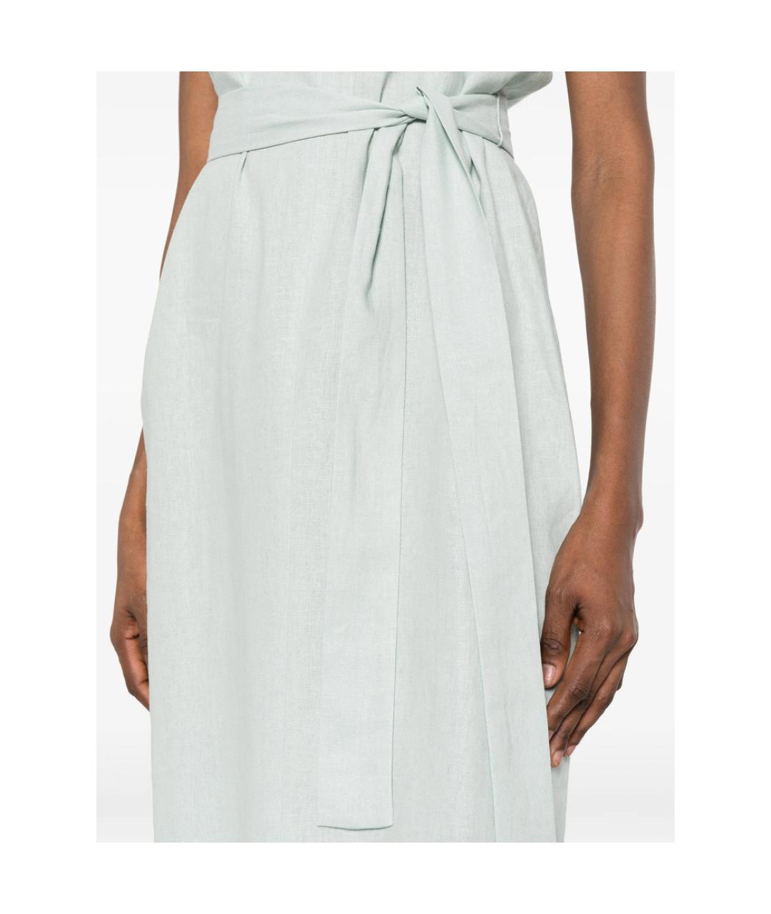 CALVIN KLEIN Зеленое льняное повседневное платье, фото 5
