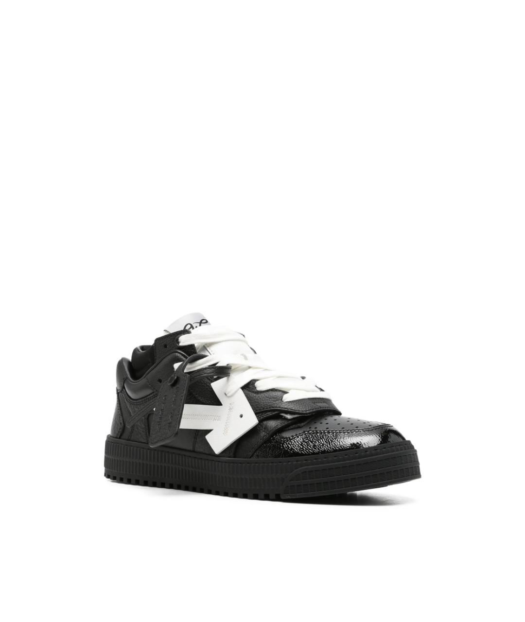 OFF-WHITE Черные кожаные низкие кроссовки / кеды, фото 4