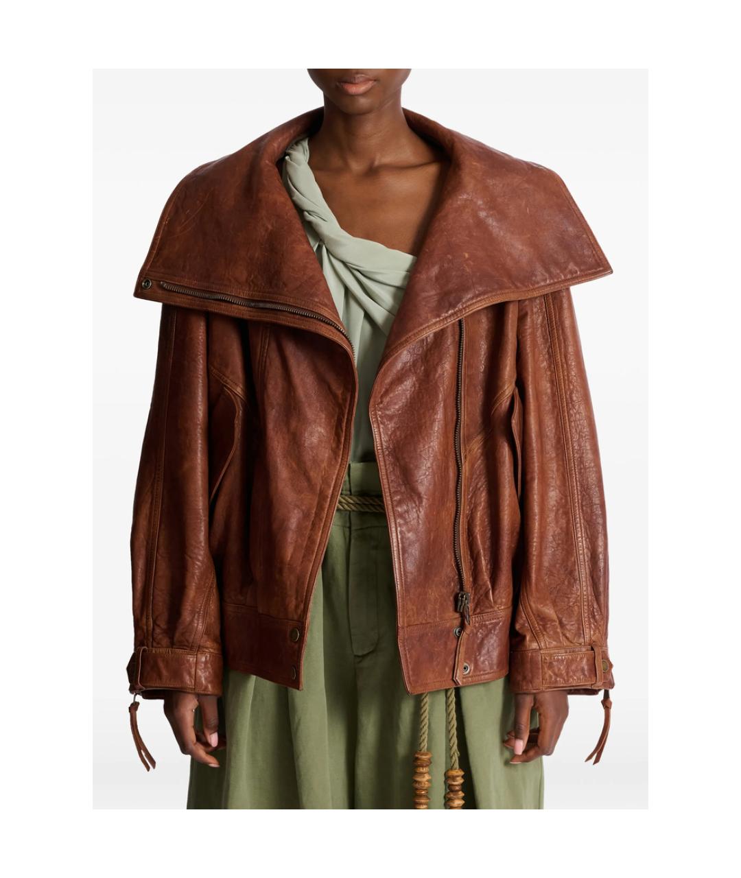 BALMAIN Коричневая кожаная куртка, фото 3