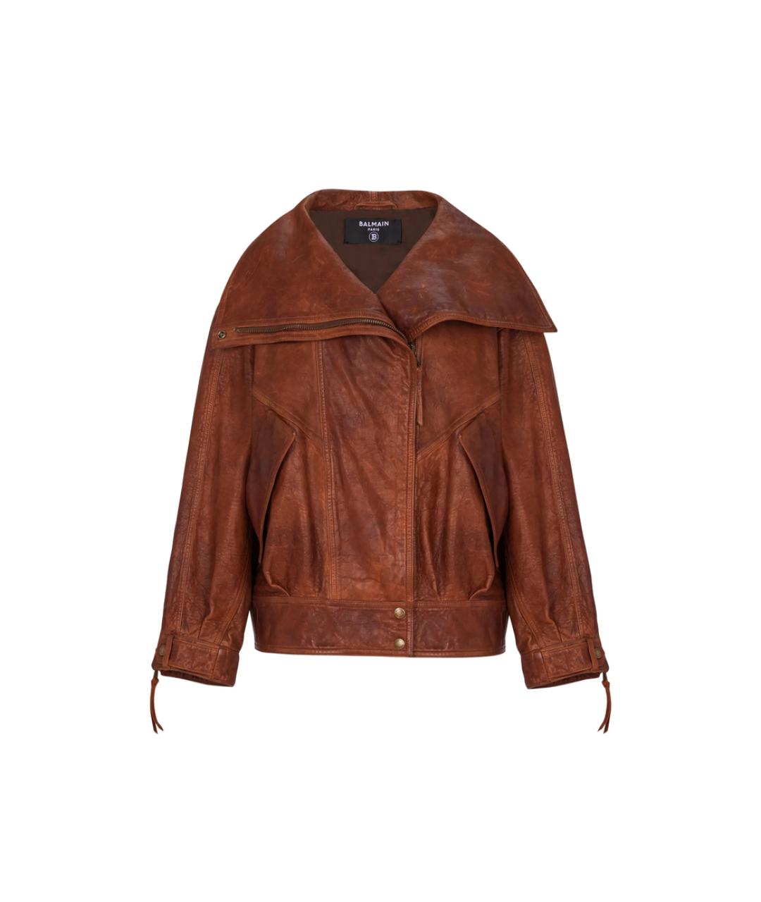 BALMAIN Коричневая кожаная куртка, фото 1