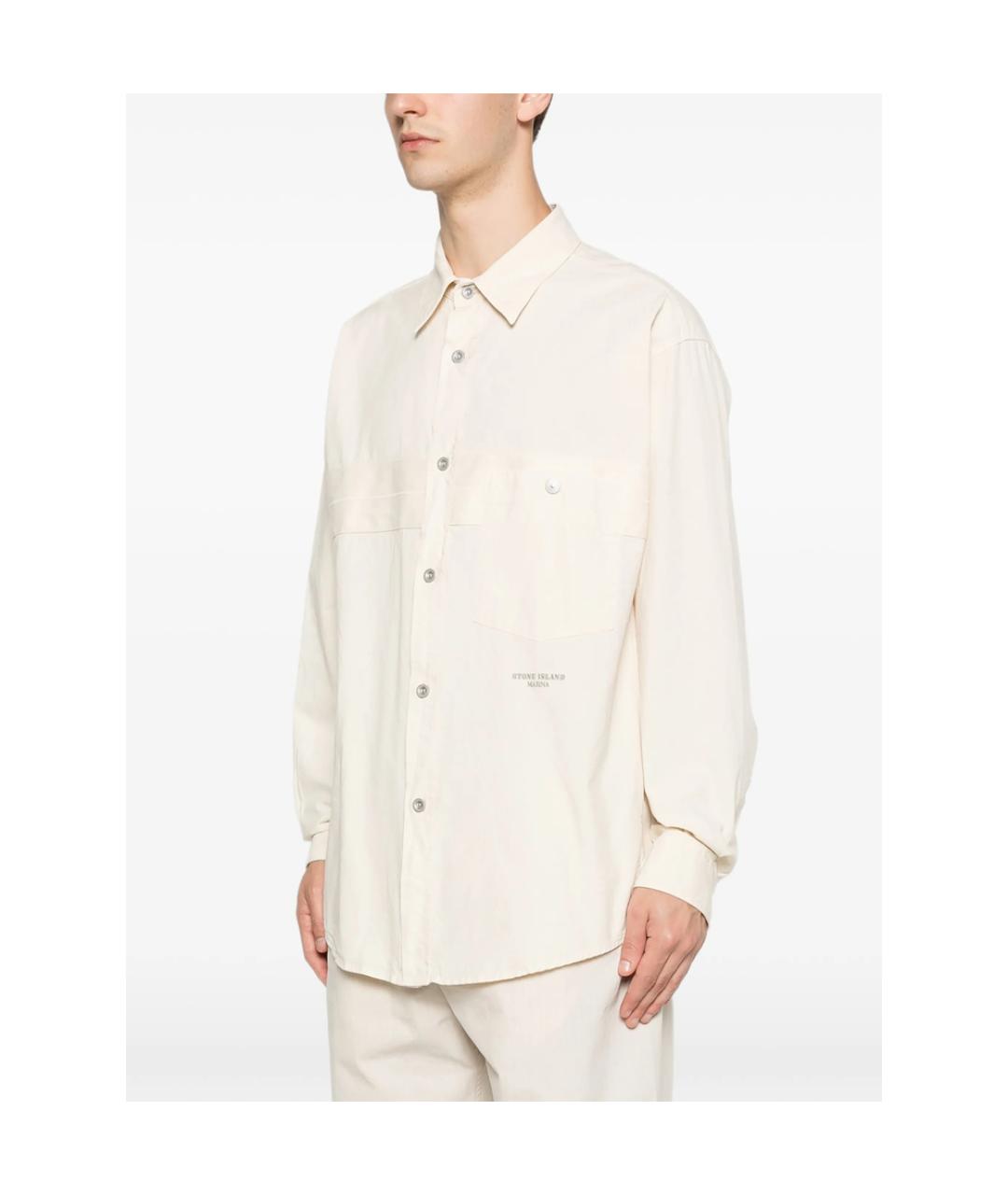 STONE ISLAND Белая хлопковая кэжуал рубашка, фото 4