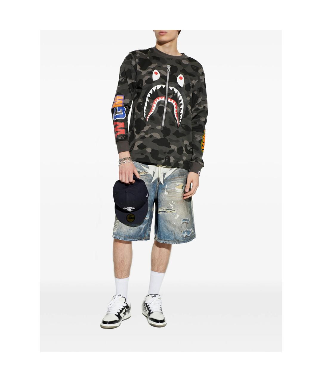 A BATHING APE Черная хлопковая футболка, фото 4