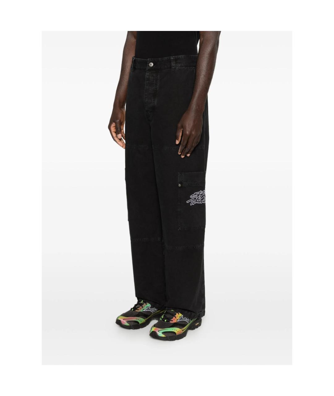 OFF-WHITE Черные хлопковые повседневные брюки, фото 2