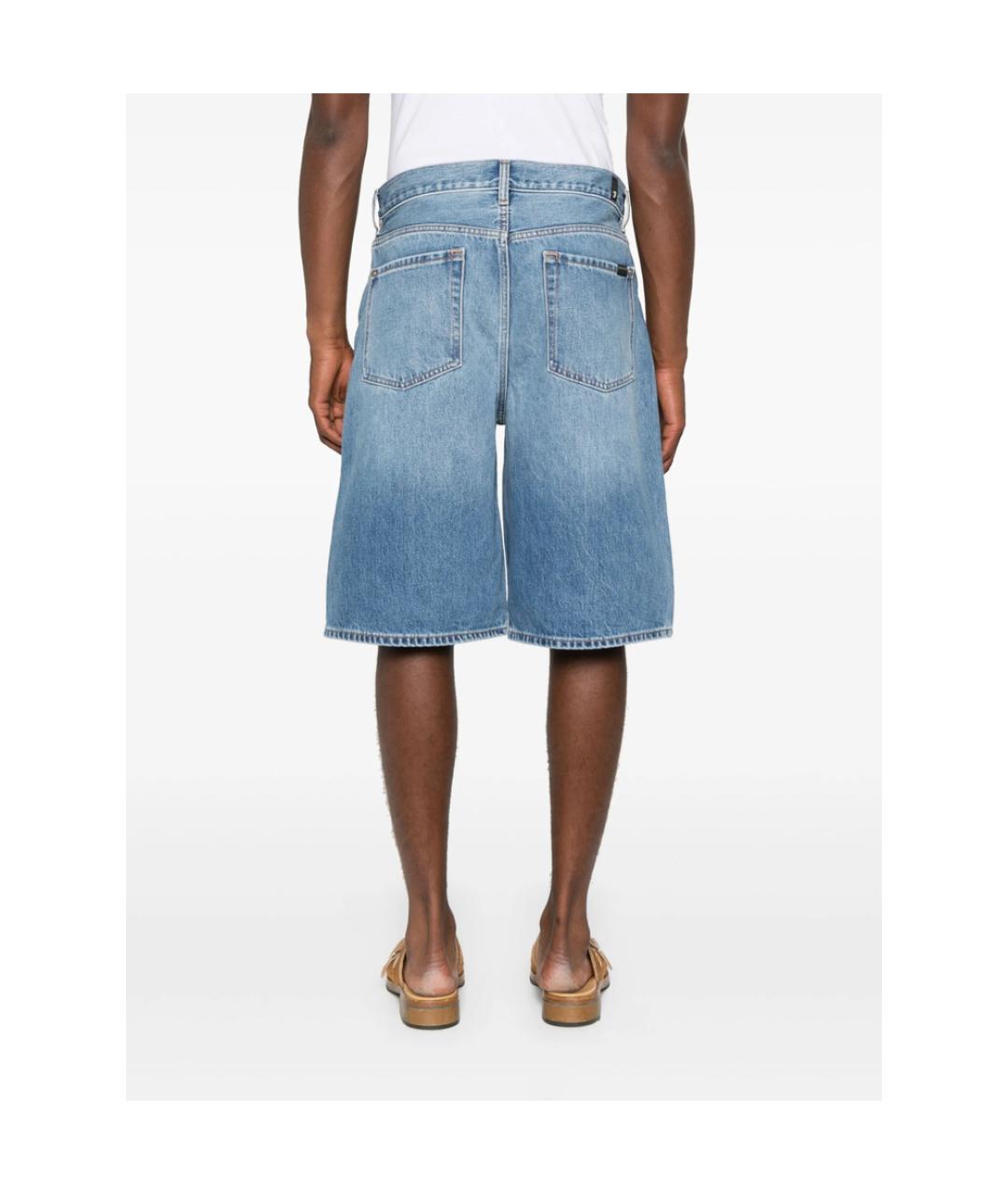 7 FOR ALL MANKIND Синие хлопковые шорты, фото 3