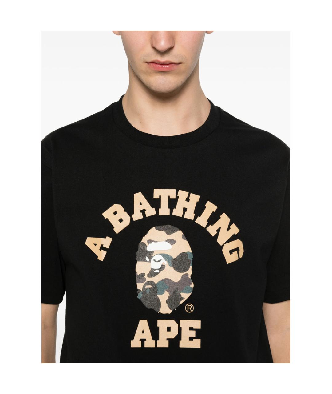 A BATHING APE Черная хлопковая футболка, фото 5
