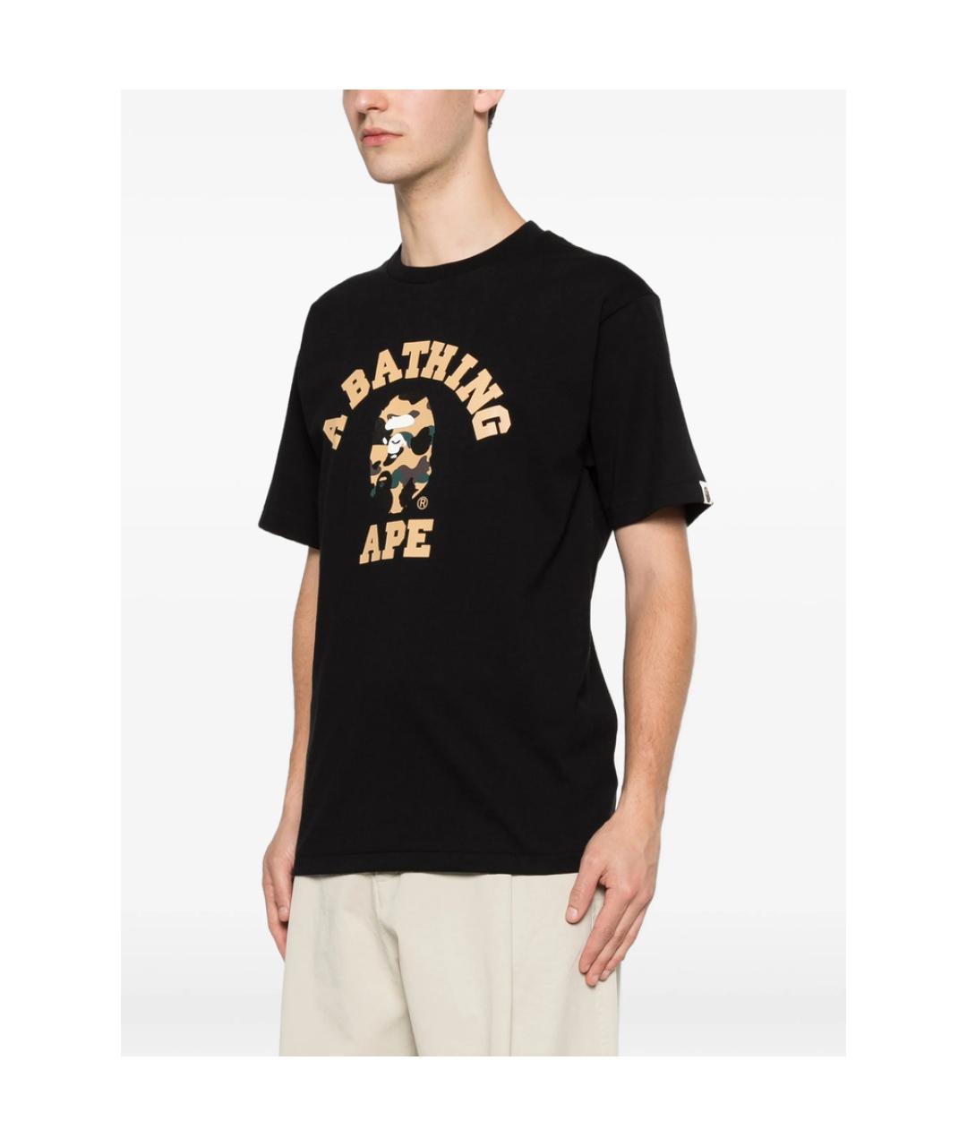 A BATHING APE Черная хлопковая футболка, фото 3