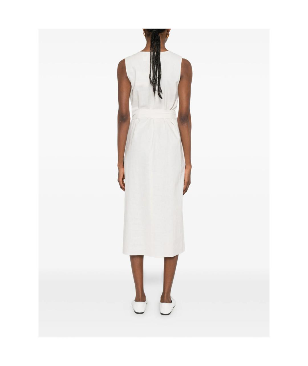 CALVIN KLEIN Белое льняное повседневное платье, фото 5