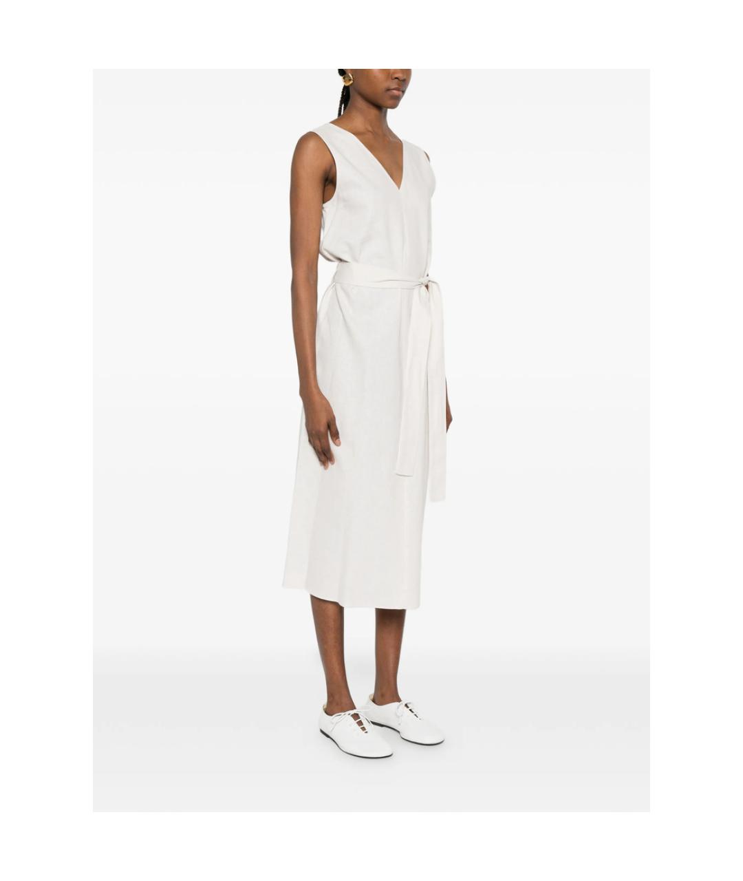 CALVIN KLEIN Белое льняное повседневное платье, фото 4