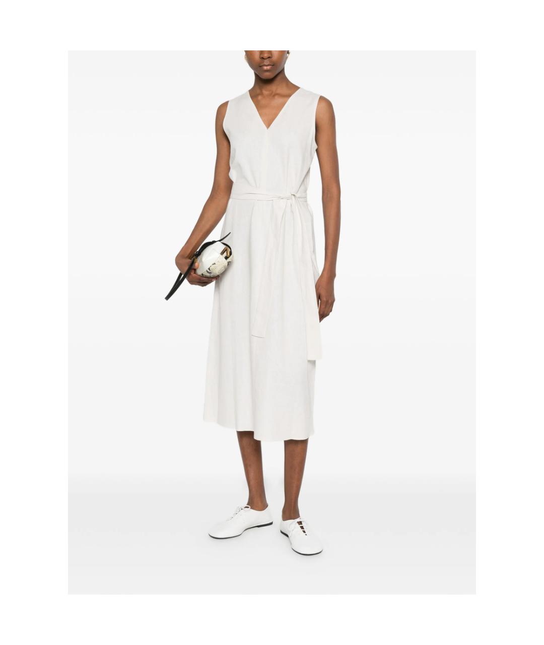 CALVIN KLEIN Белое льняное повседневное платье, фото 3