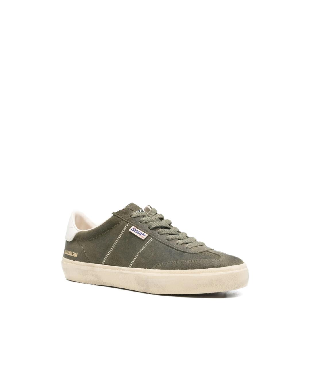 GOLDEN GOOSE Зеленые замшевые низкие кроссовки / кеды, фото 2
