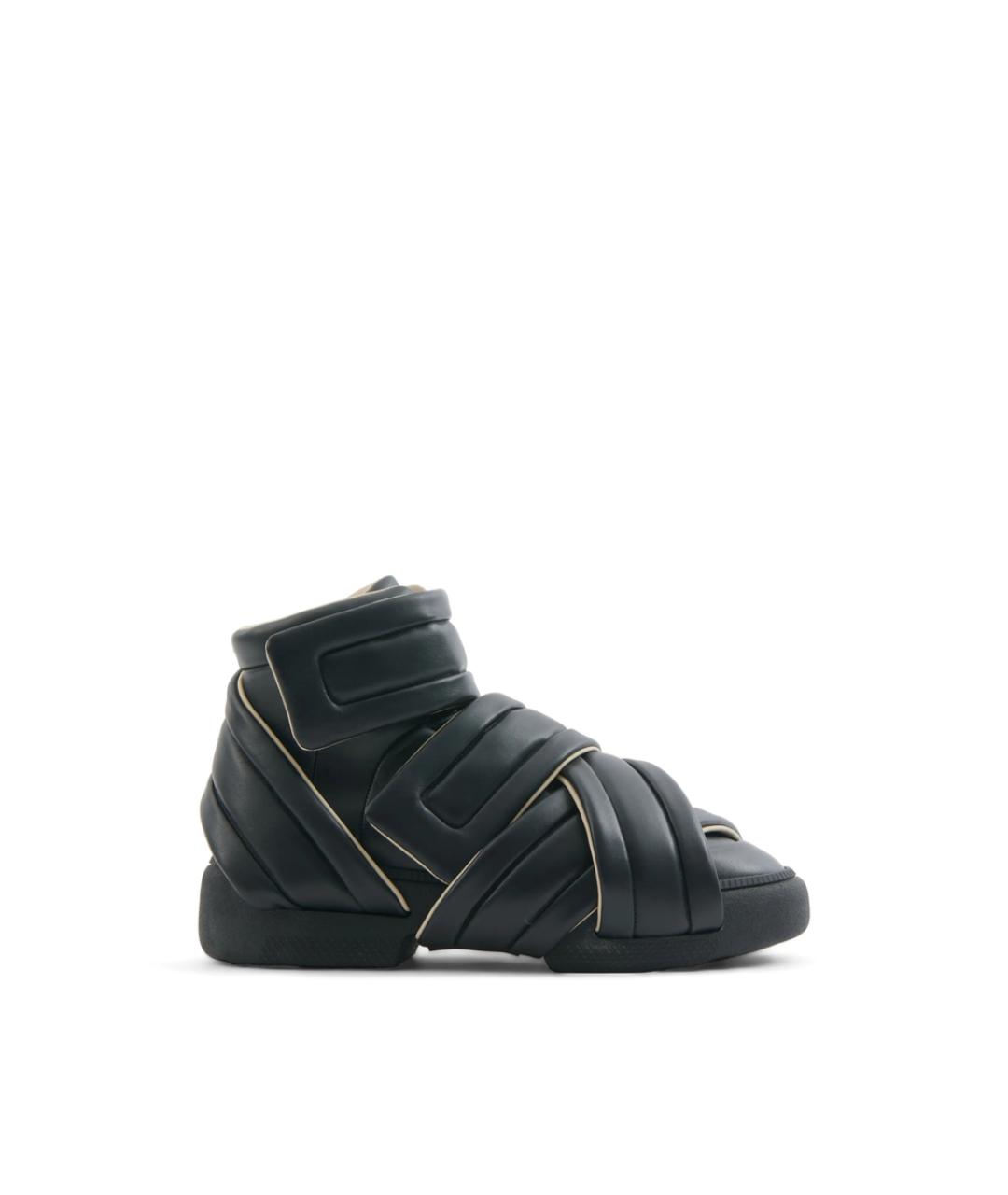 MAISON MARGIELA Черные кожаные высокие кроссовки / кеды, фото 1