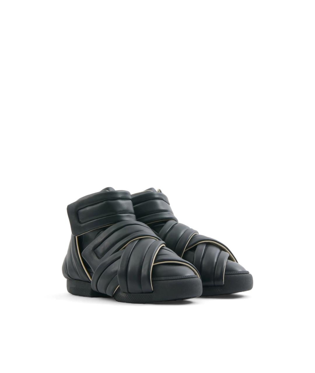 MAISON MARGIELA Черные кожаные высокие кроссовки / кеды, фото 3