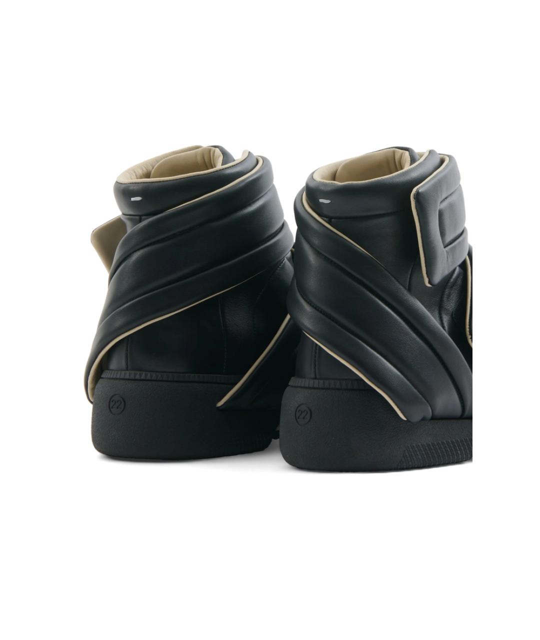 MAISON MARGIELA Черные кожаные высокие кроссовки / кеды, фото 2