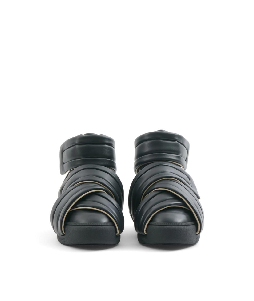 MAISON MARGIELA Черные кожаные высокие кроссовки / кеды, фото 4