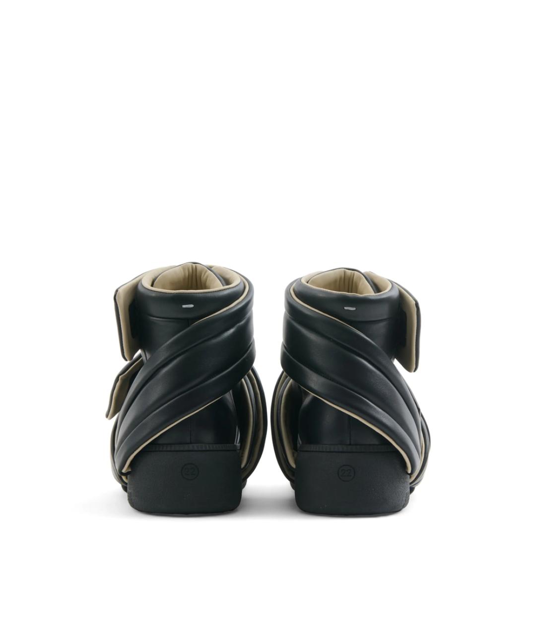 MAISON MARGIELA Черные кожаные высокие кроссовки / кеды, фото 5