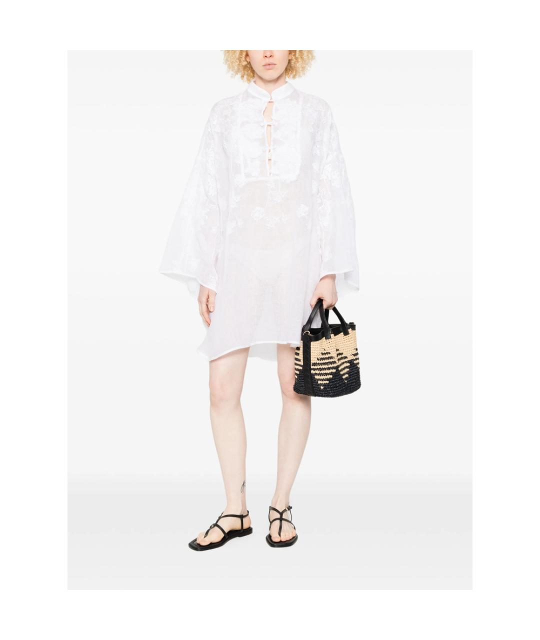 ERMANNO SCERVINO Белое льняное повседневное платье, фото 3