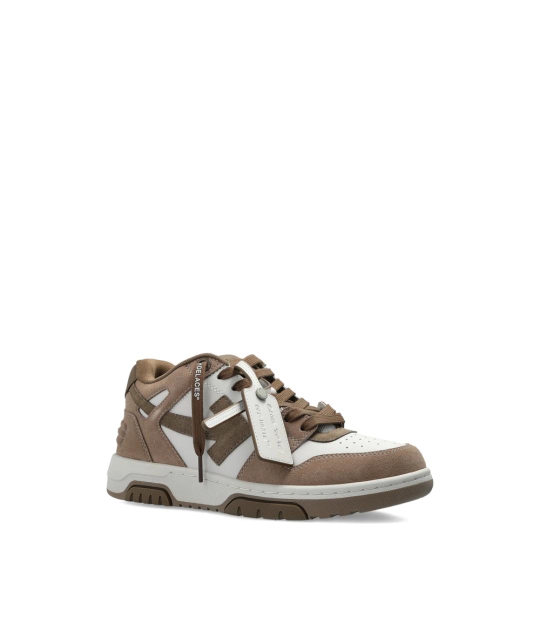 OFF-WHITE Коричневые синтетические низкие кроссовки / кеды, фото 1