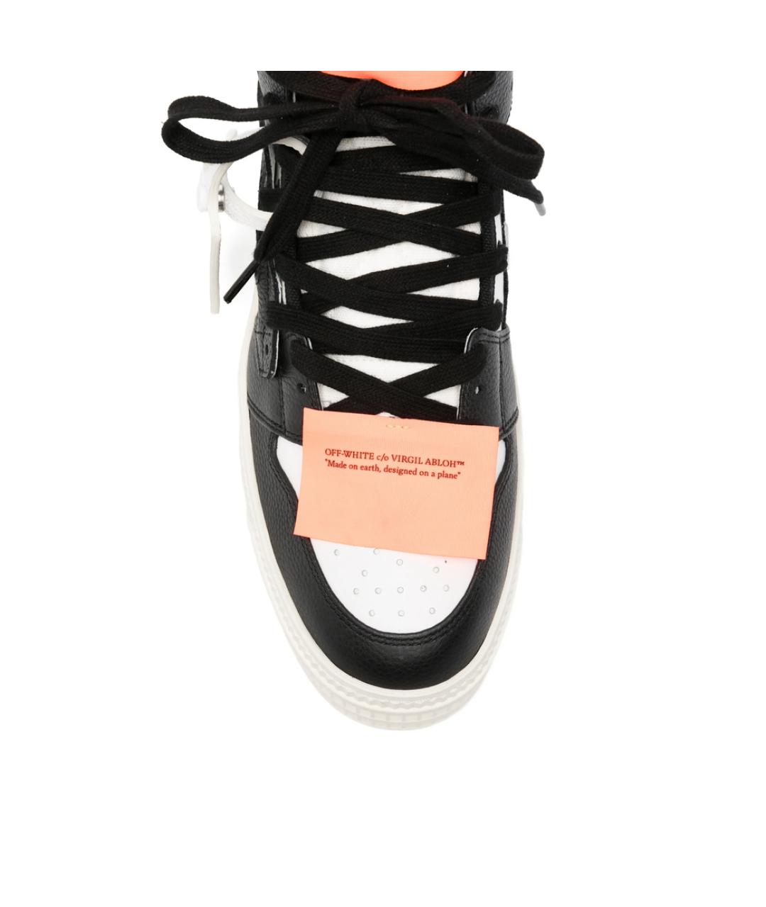 OFF-WHITE Черные кожаные высокие кроссовки / кеды, фото 3