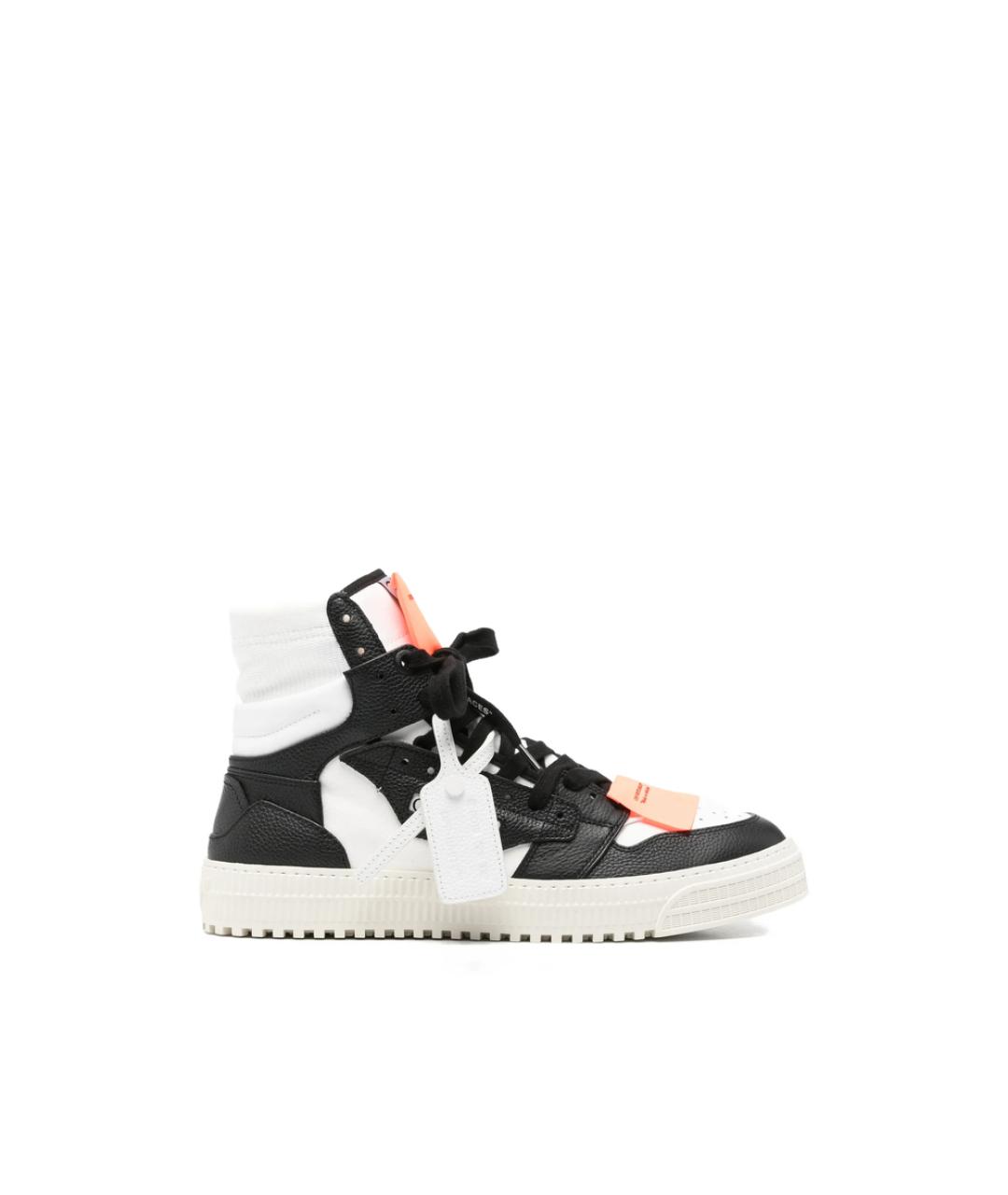 OFF-WHITE Черные кожаные высокие кроссовки / кеды, фото 1