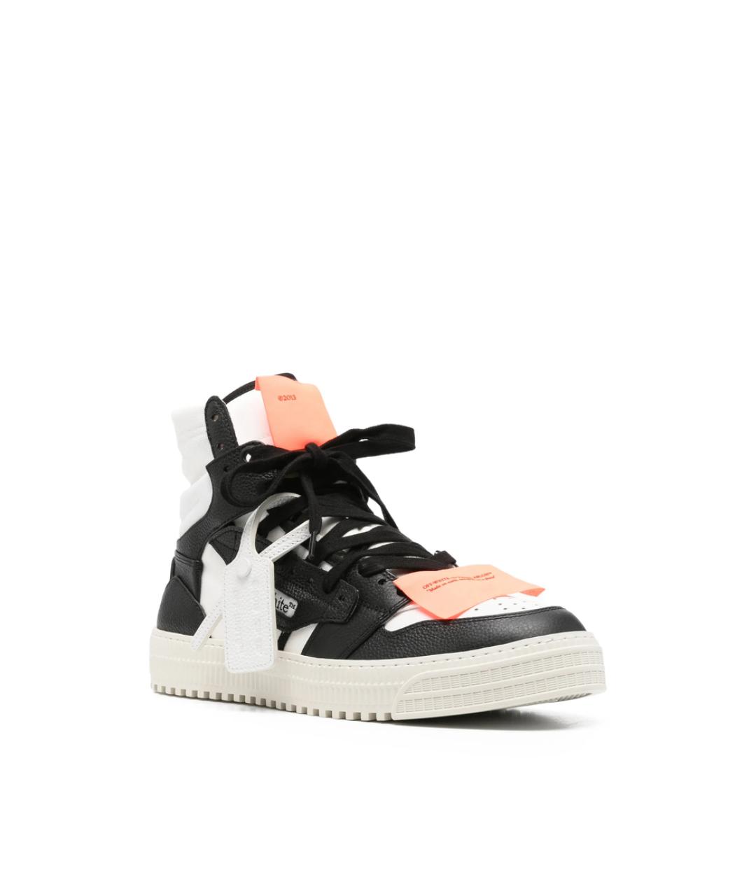 OFF-WHITE Черные кожаные высокие кроссовки / кеды, фото 4