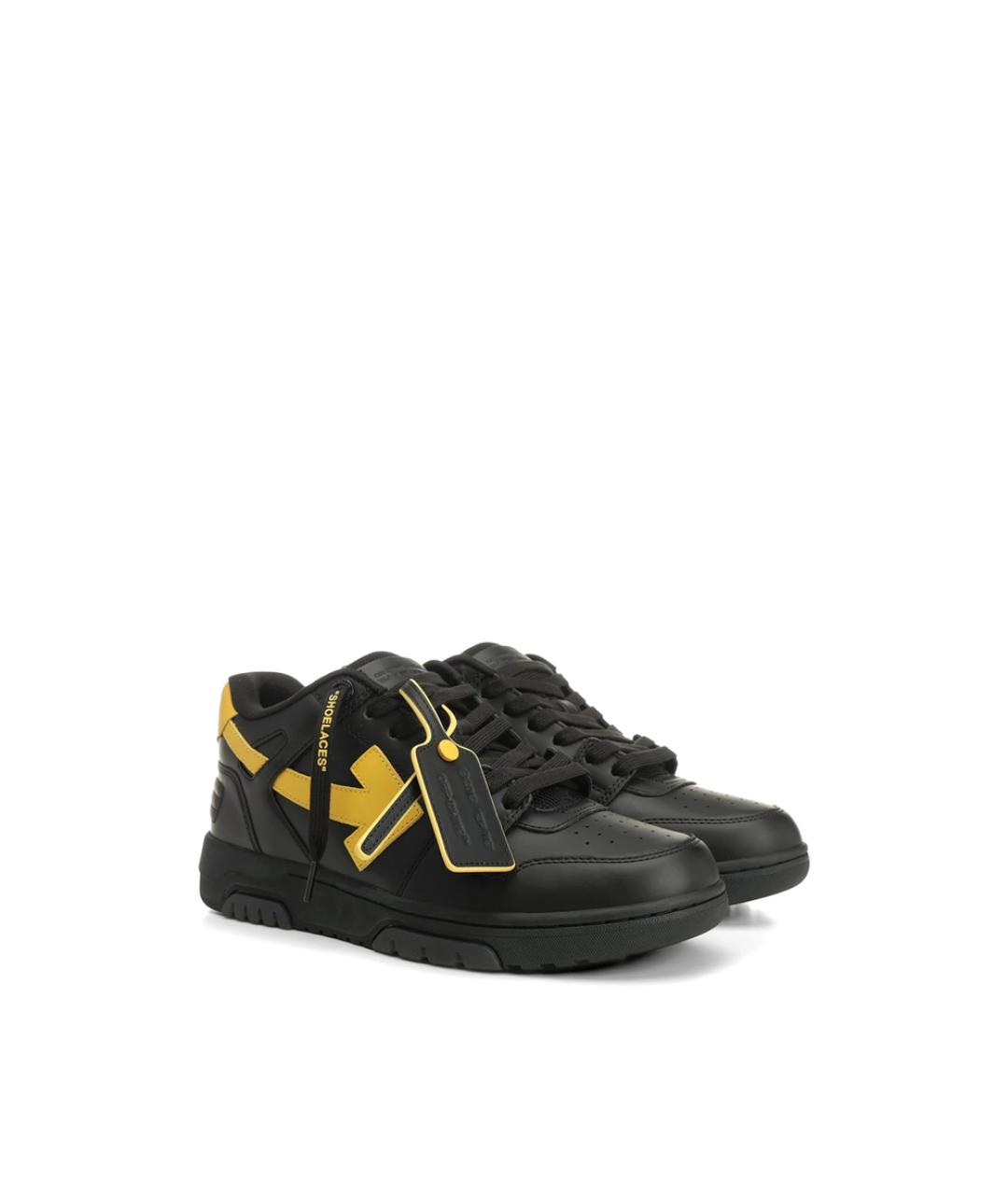 OFF-WHITE Черные кожаные низкие кроссовки / кеды, фото 4