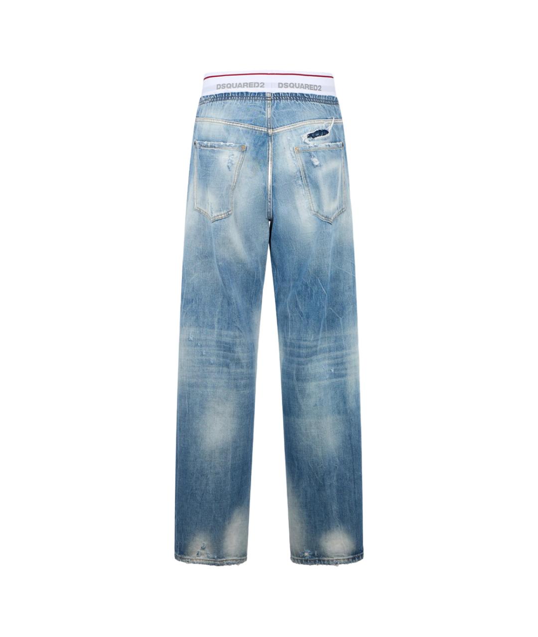 DSQUARED2 Синие хлопковые прямые джинсы, фото 2