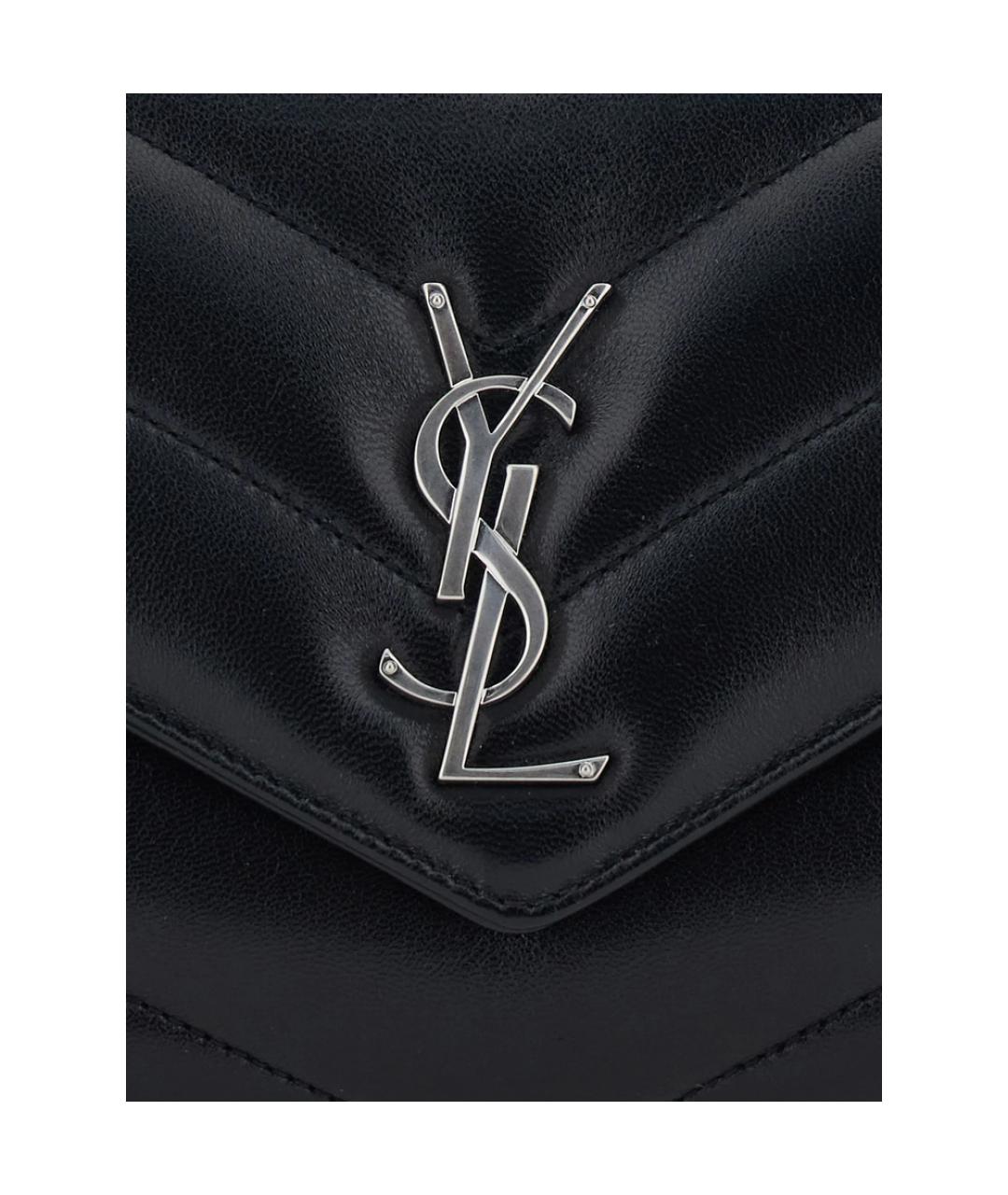 SAINT LAURENT Черная кожаная сумка через плечо, фото 2