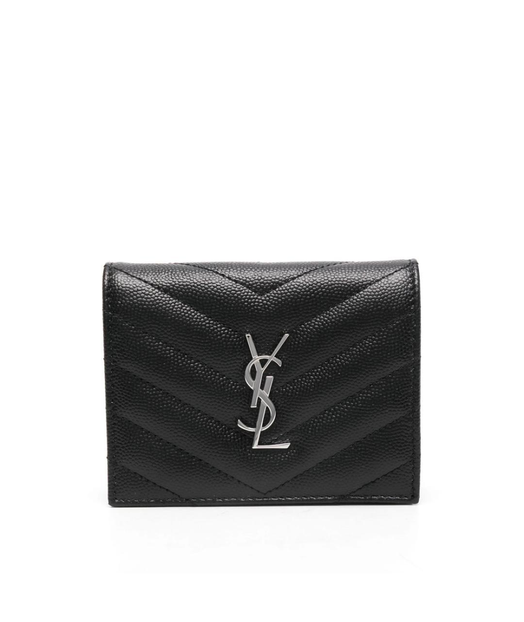 SAINT LAURENT Черный кожаный кошелек, фото 1