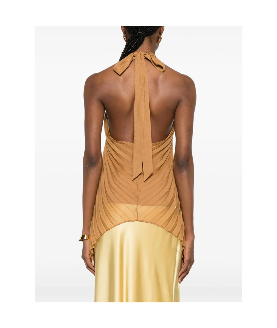 MAX MARA Золотая полиэстеровая блузы, фото 4