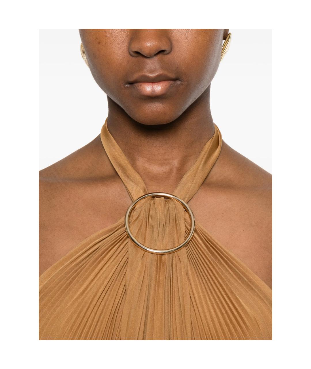 MAX MARA Золотая полиэстеровая блузы, фото 3