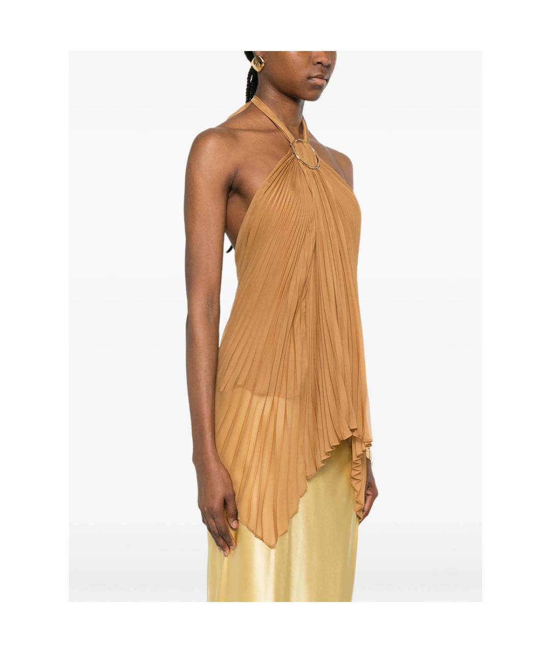 MAX MARA Золотая полиэстеровая блузы, фото 5