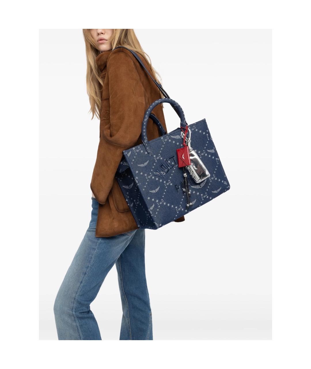 ZADIG & VOLTAIRE Синяя синтетическая сумка тоут, фото 2