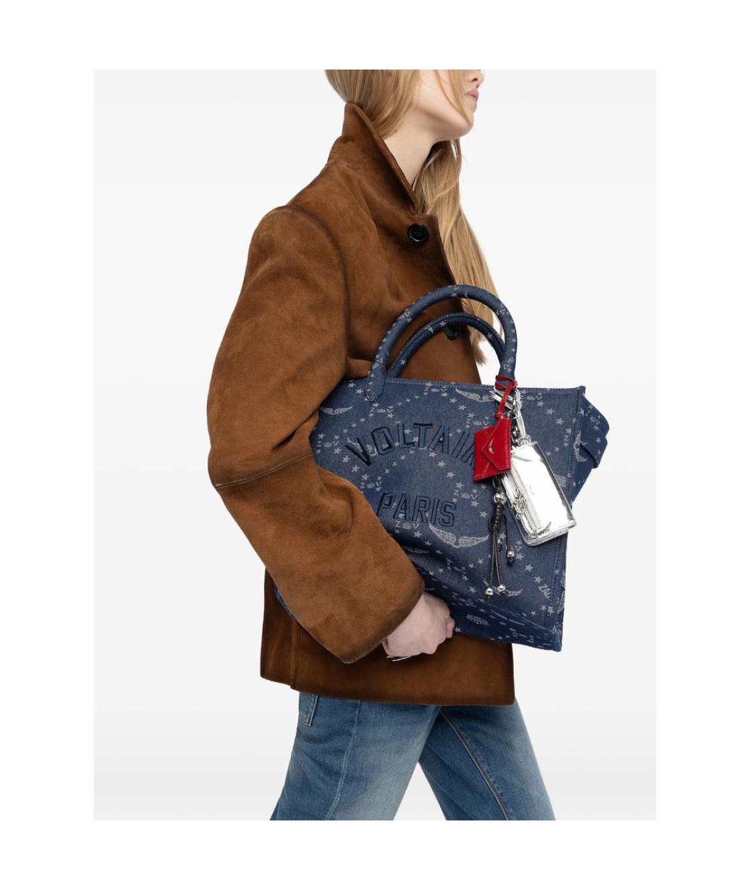 ZADIG & VOLTAIRE Синяя синтетическая сумка тоут, фото 6