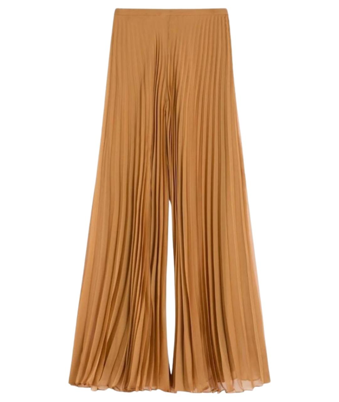 MAX MARA Коричневые полиэстеровые брюки широкие, фото 1