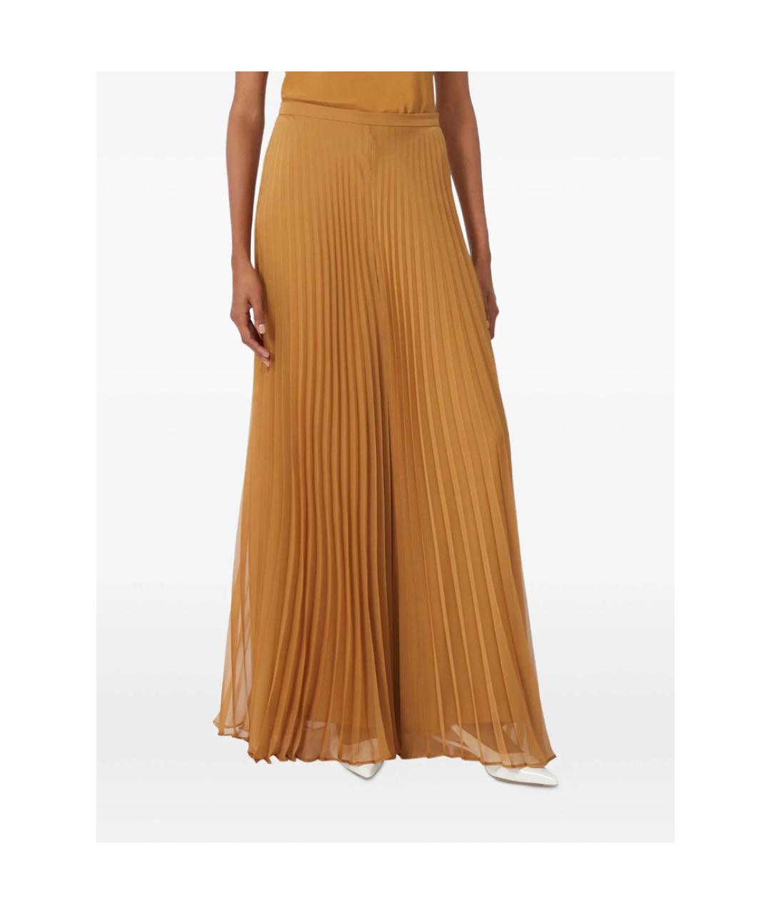 MAX MARA Коричневые полиэстеровые брюки широкие, фото 3