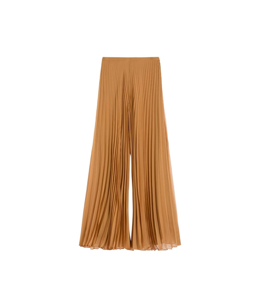 MAX MARA Коричневые полиэстеровые брюки широкие, фото 4