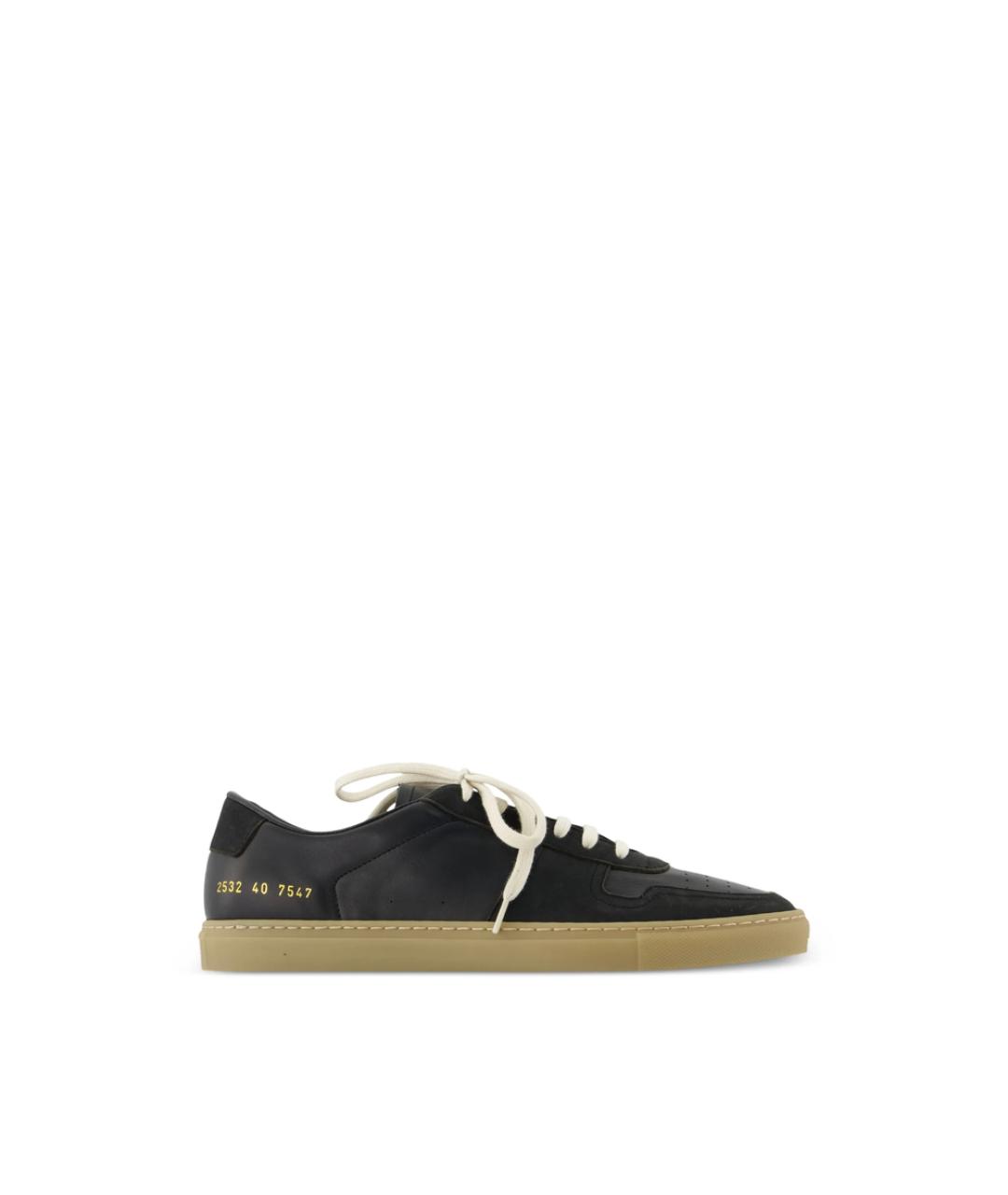 COMMON PROJECTS Черные кожаные низкие кроссовки / кеды, фото 3