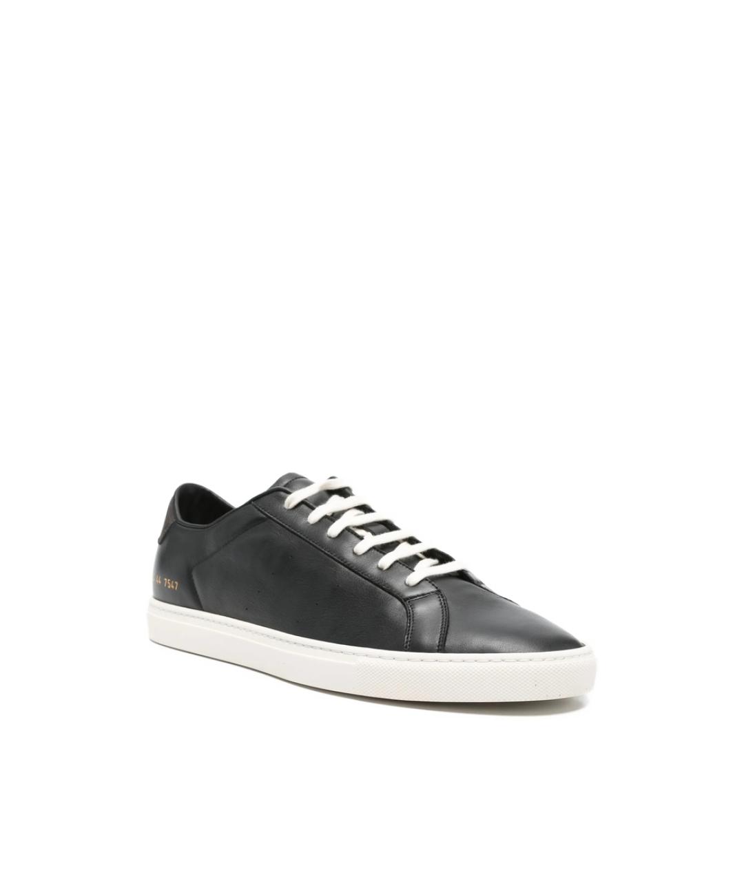 COMMON PROJECTS Черные кожаные низкие кроссовки / кеды, фото 2