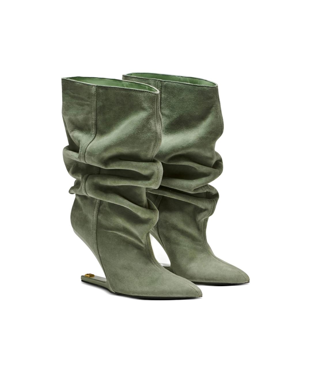 BALMAIN Зеленые кожаные сапоги, фото 4